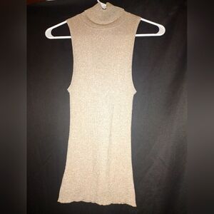 Gold Mock neck/turtle neck tank top/blouse